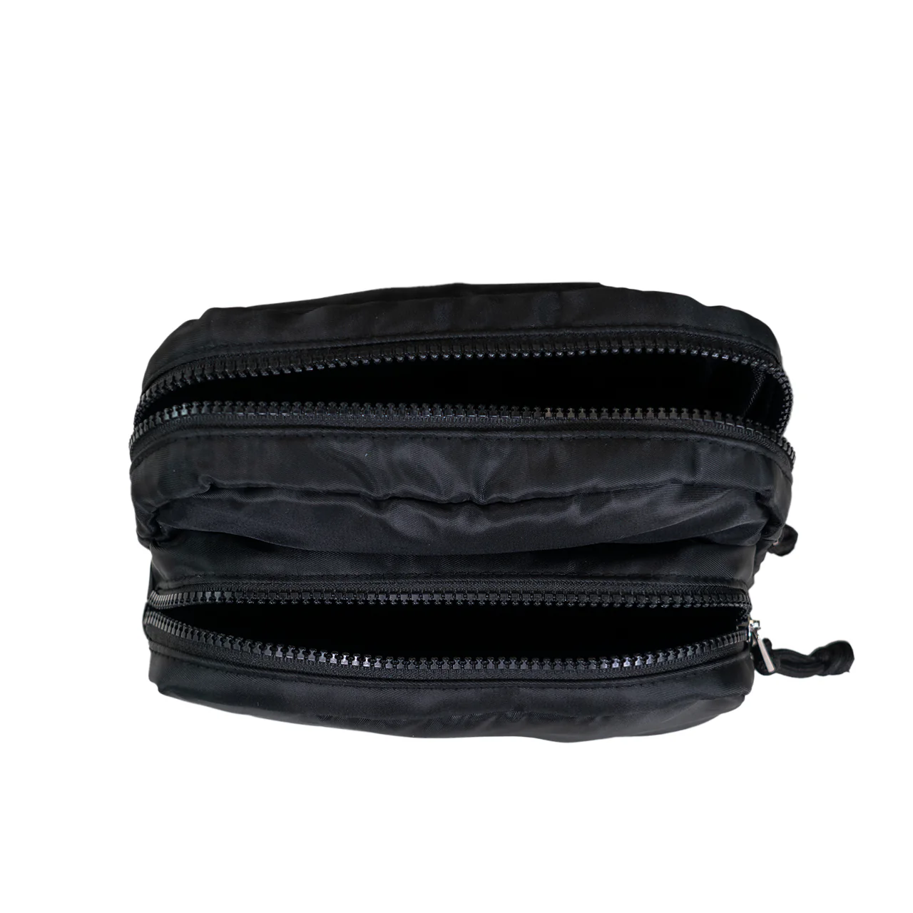 SQUARE DOUBLE ZIP WAIST BAG/SLING BLACK