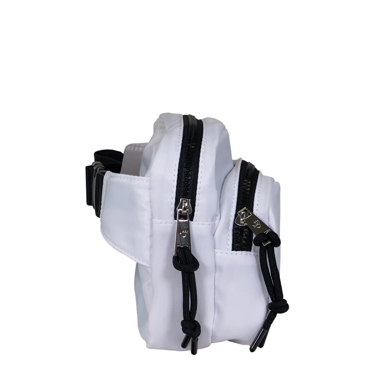 SQUARE DOUBLE ZIP WAIST BAG/SLING WHITE/BLACK