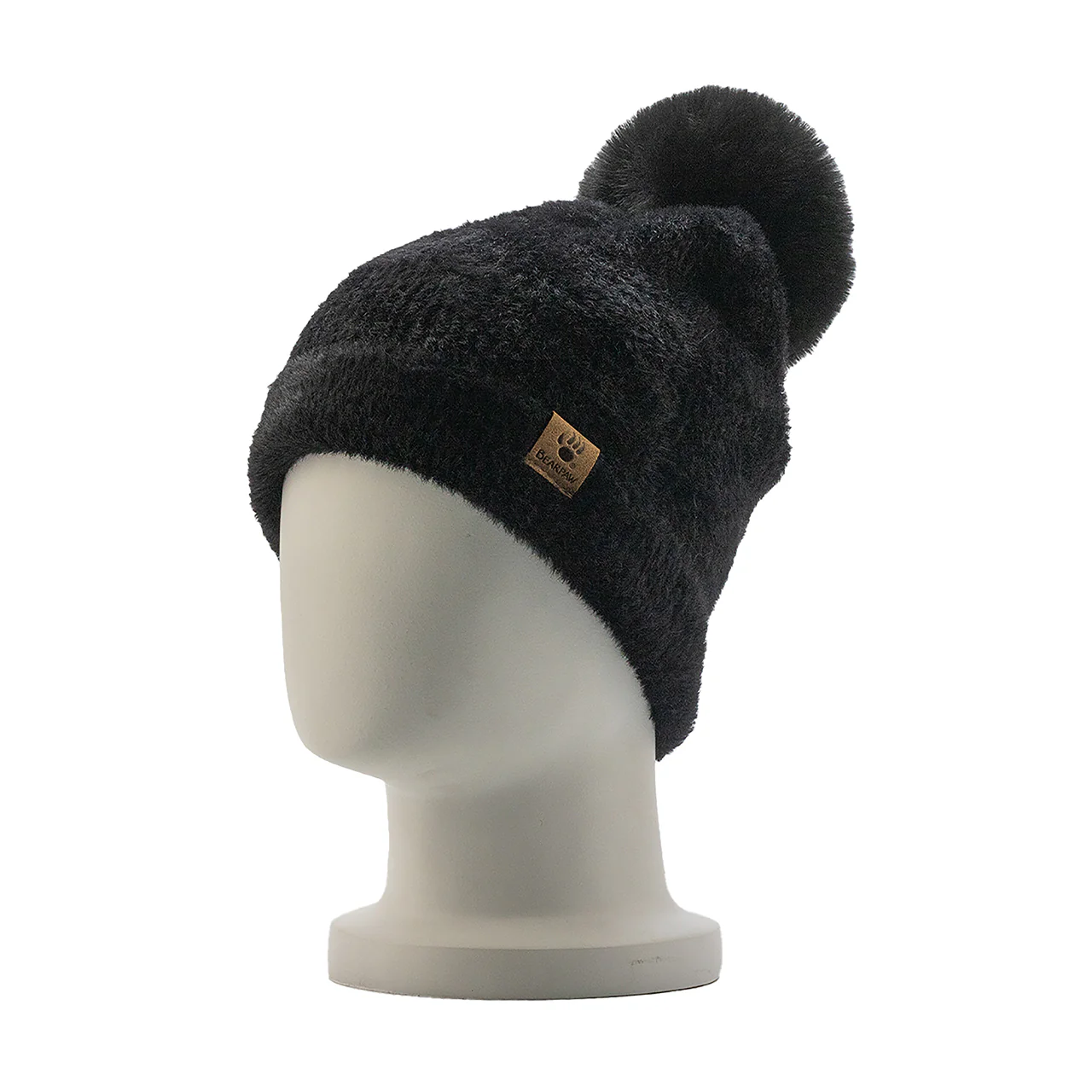 LADIES FURRY CUFF HAT W/POM ANTHRACITE