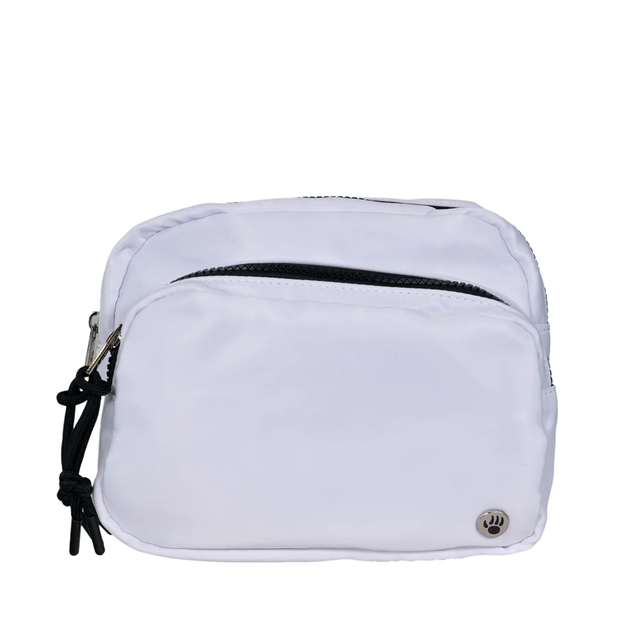 SQUARE DOUBLE ZIP WAIST BAG/SLING WHITE/BLACK