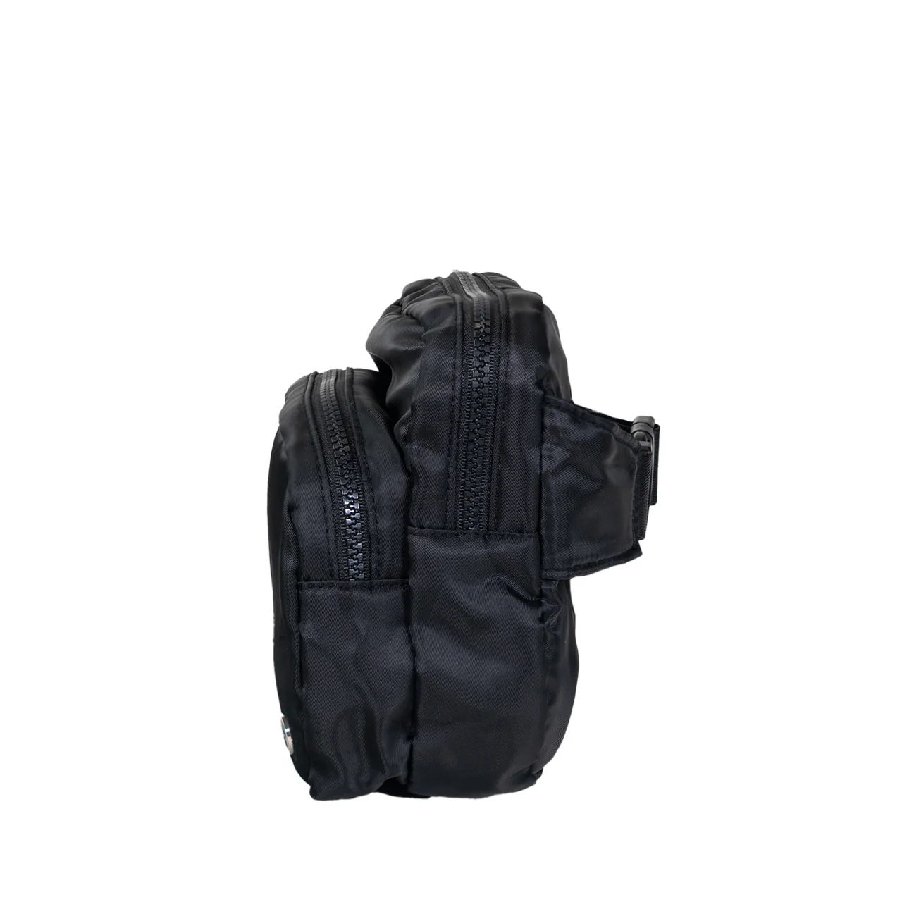 SQUARE DOUBLE ZIP WAIST BAG/SLING BLACK