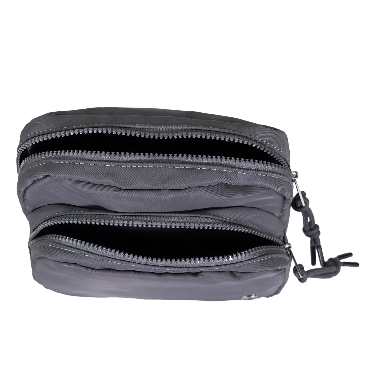 SQUARE DOUBLE ZIP WAIST BAG/SLING DARK GRAY