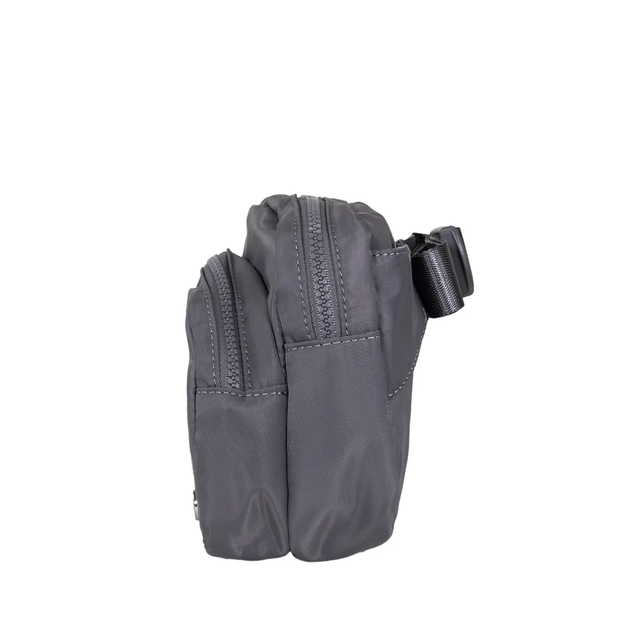 SQUARE DOUBLE ZIP WAIST BAG/SLING DARK GRAY