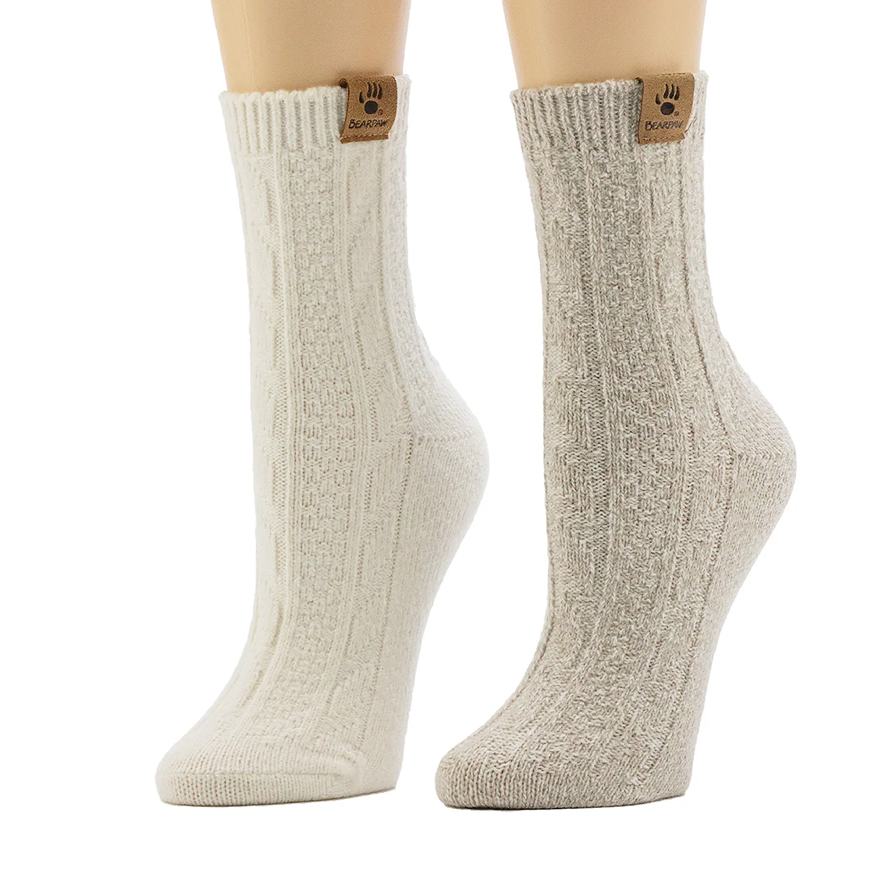 LADIES GEO TEXTURE ANKLET 2PK IVORY