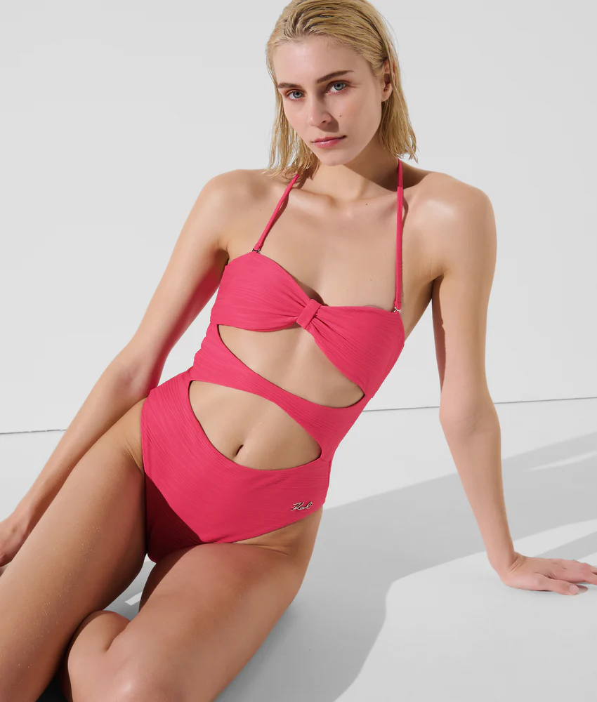 RIBBED BANDEAU SWIMSUIT