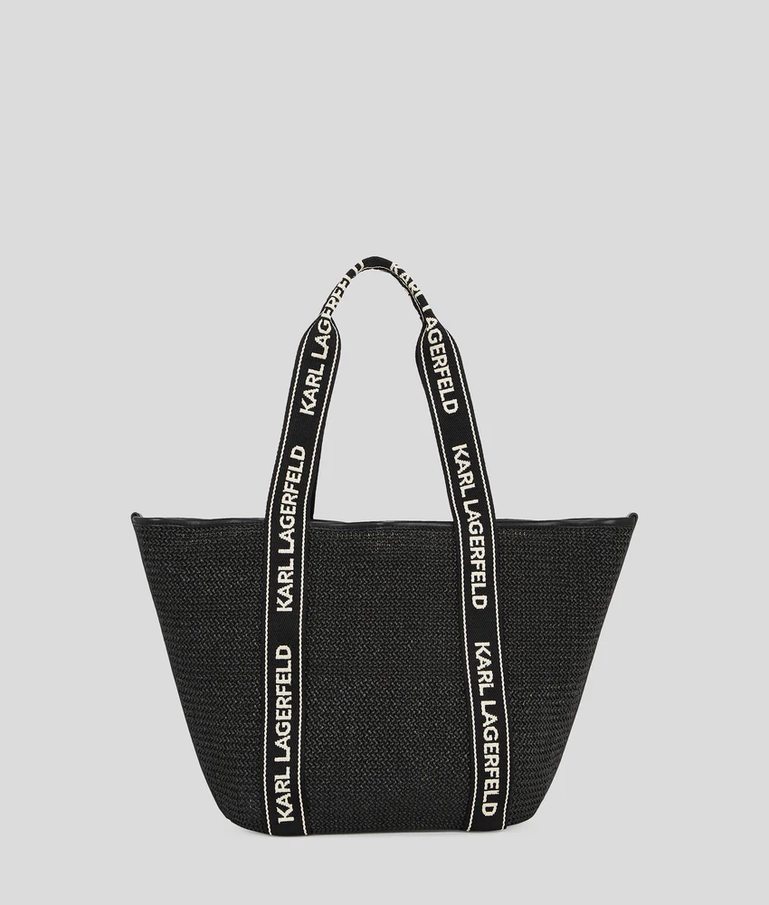 Logo woven beach tote bag