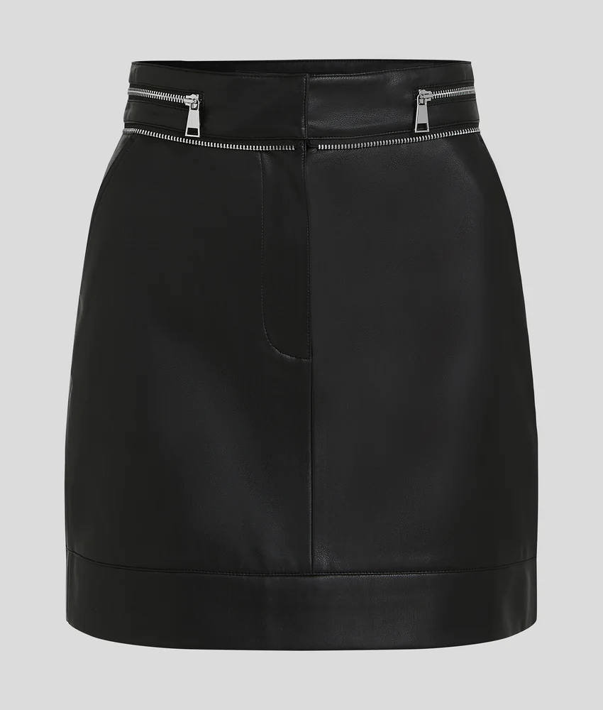 FAUX-LEATHER ZIP DETAIL SKIRT