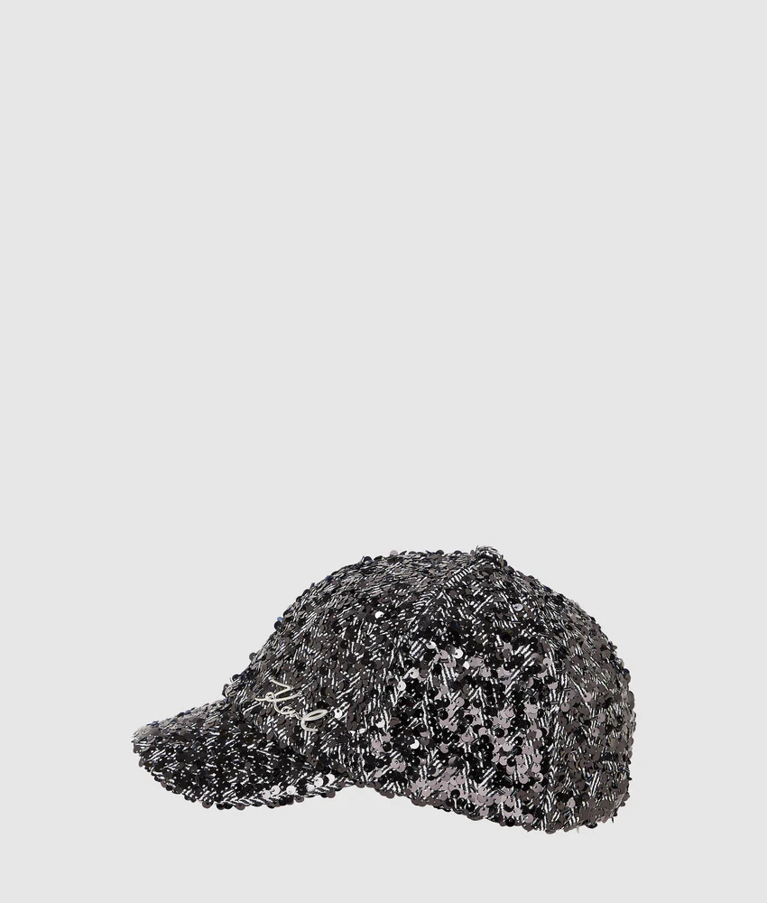 K/Signature sequin cap
