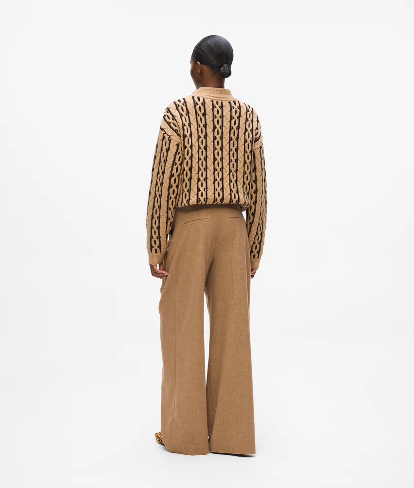 Wool-blend wide leg pants