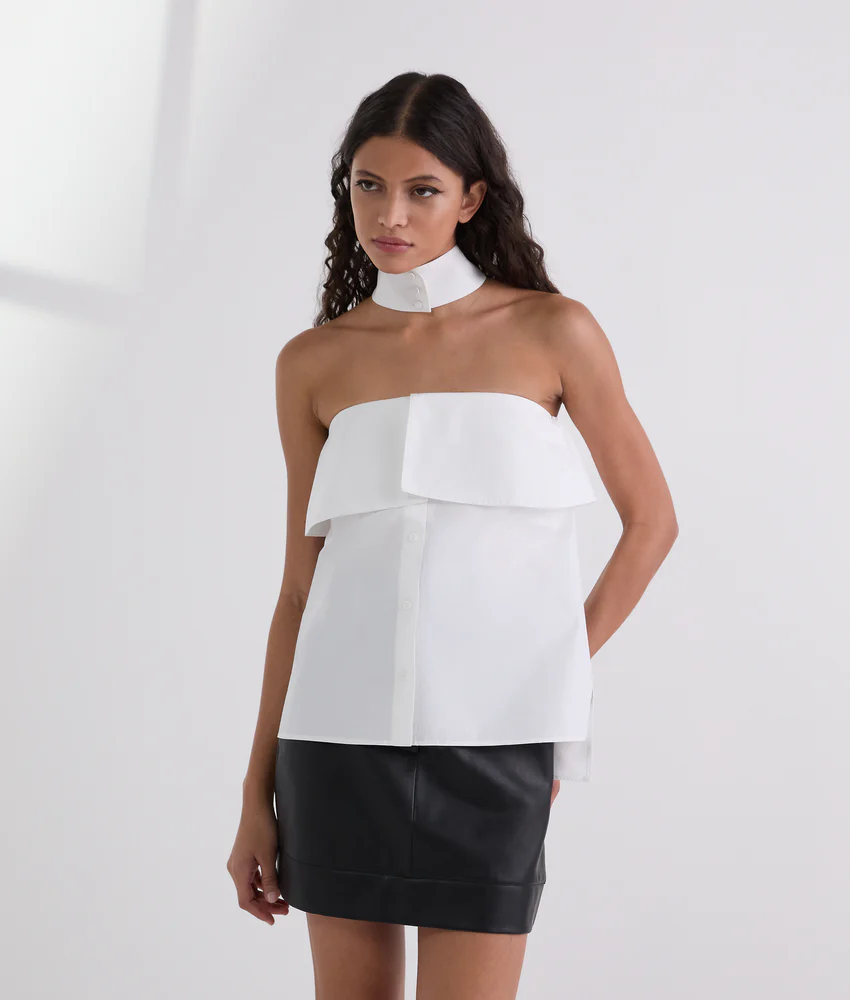 STRAPLESS POPLIN SHIRT