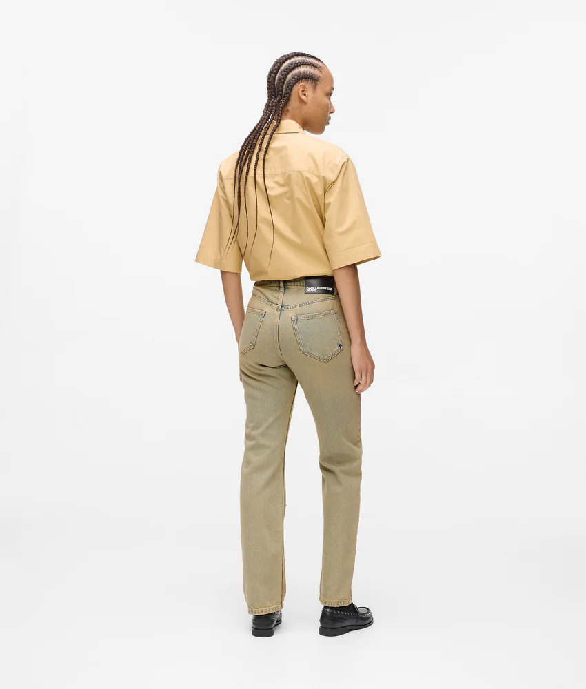 STUDDED HIGH-RISE STRAIGHT JEANS