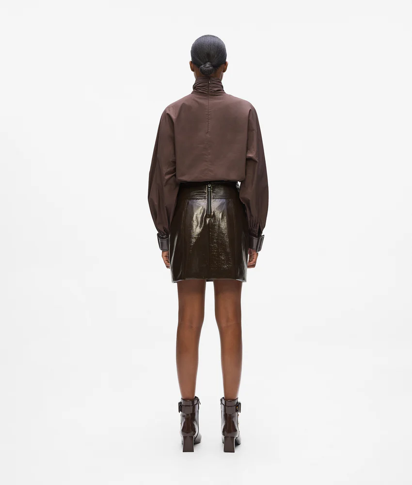 Patent faux-leather skirt