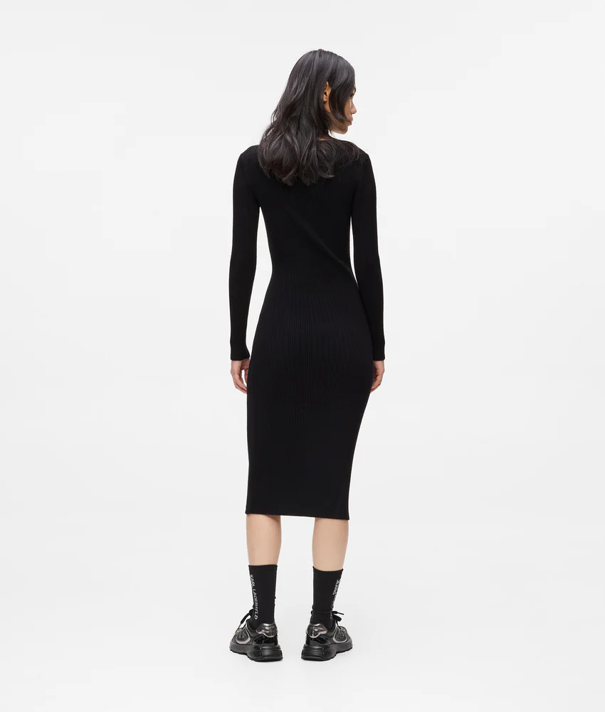 Zip-front knit dress