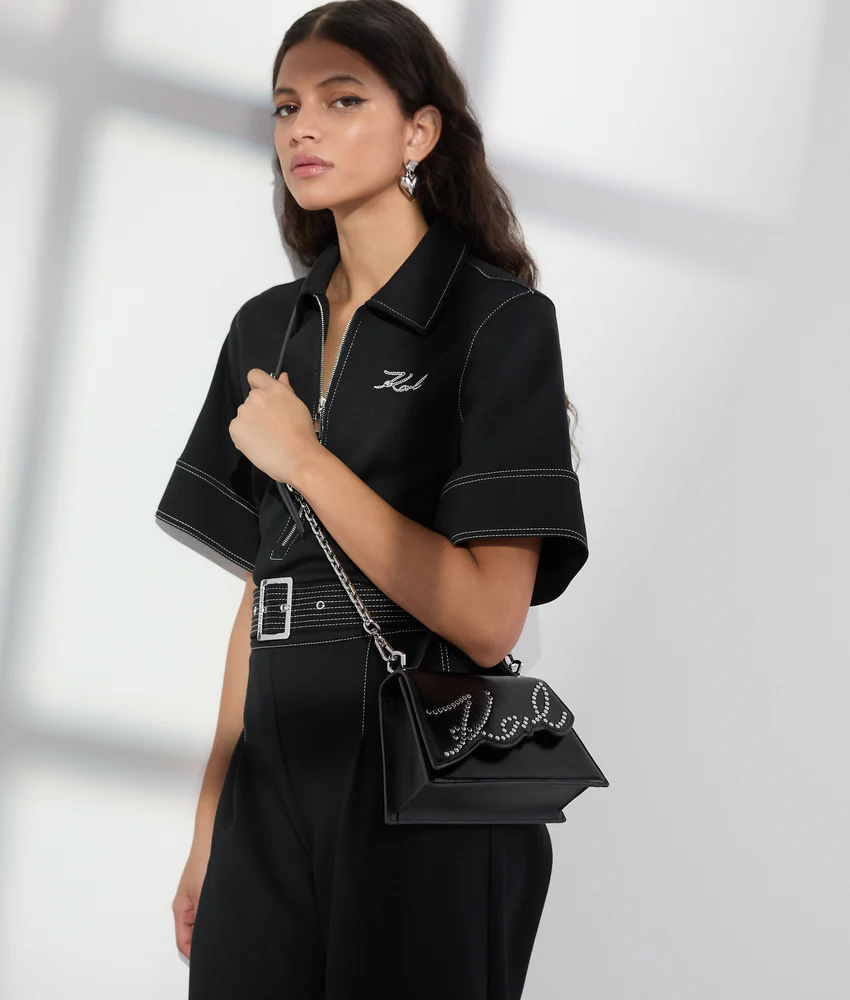 K/SIGNATURE SMALL STUDDED CROSSBODY BAG