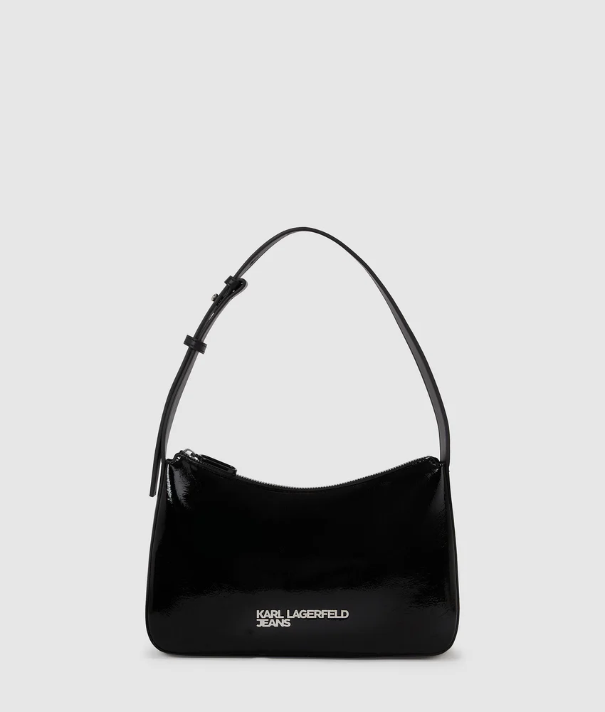 Logo shiny shoulder bag