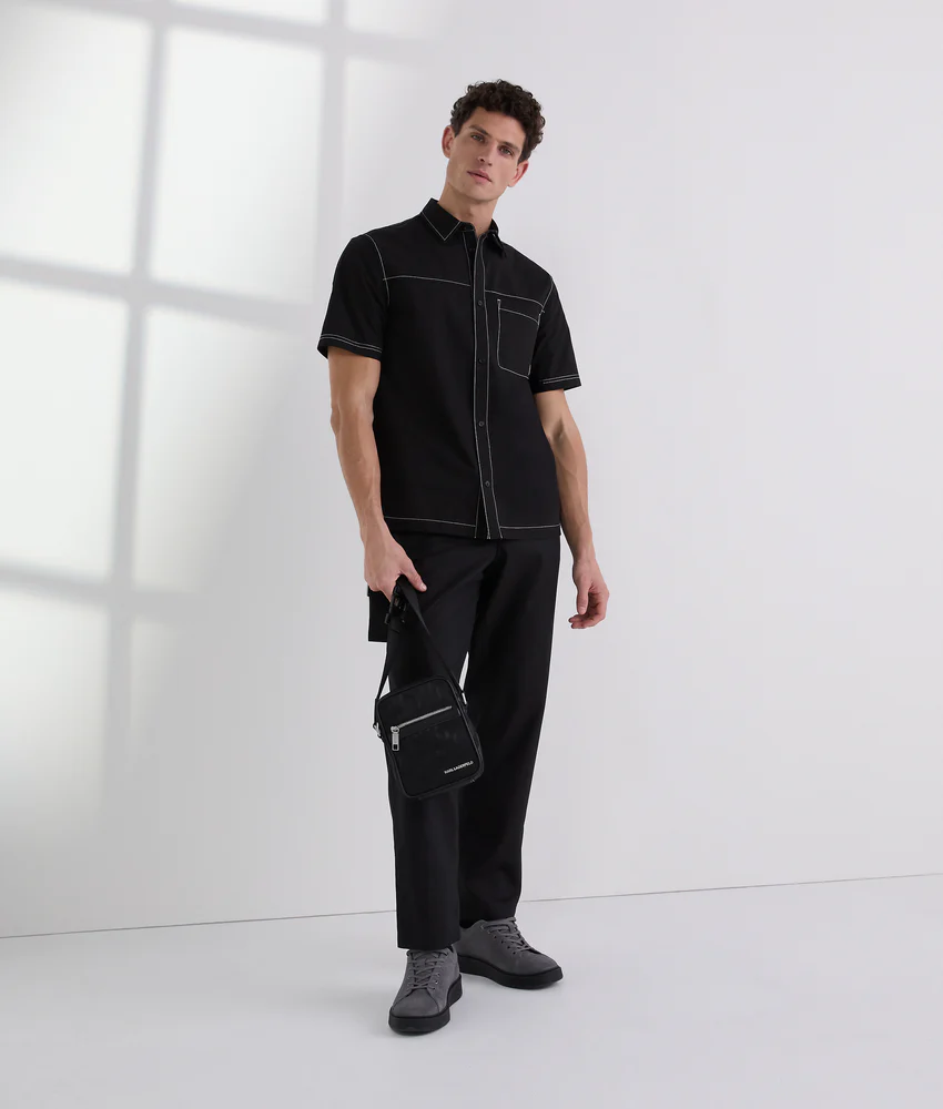 SHORT-SLEEVED CONTRAST STITCH SHIRT
