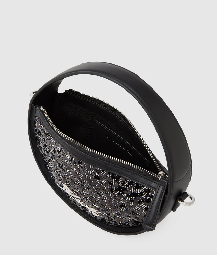 K/Signature sequin round crossbody bag