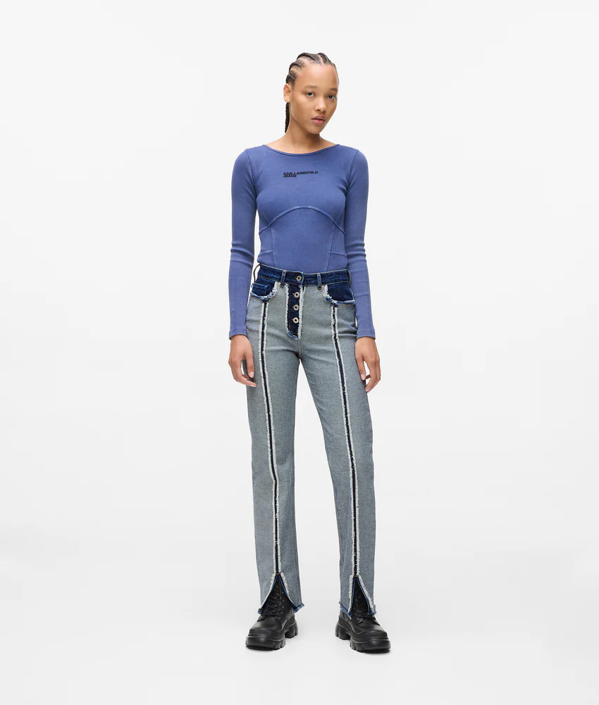 Inside-out straight jeans