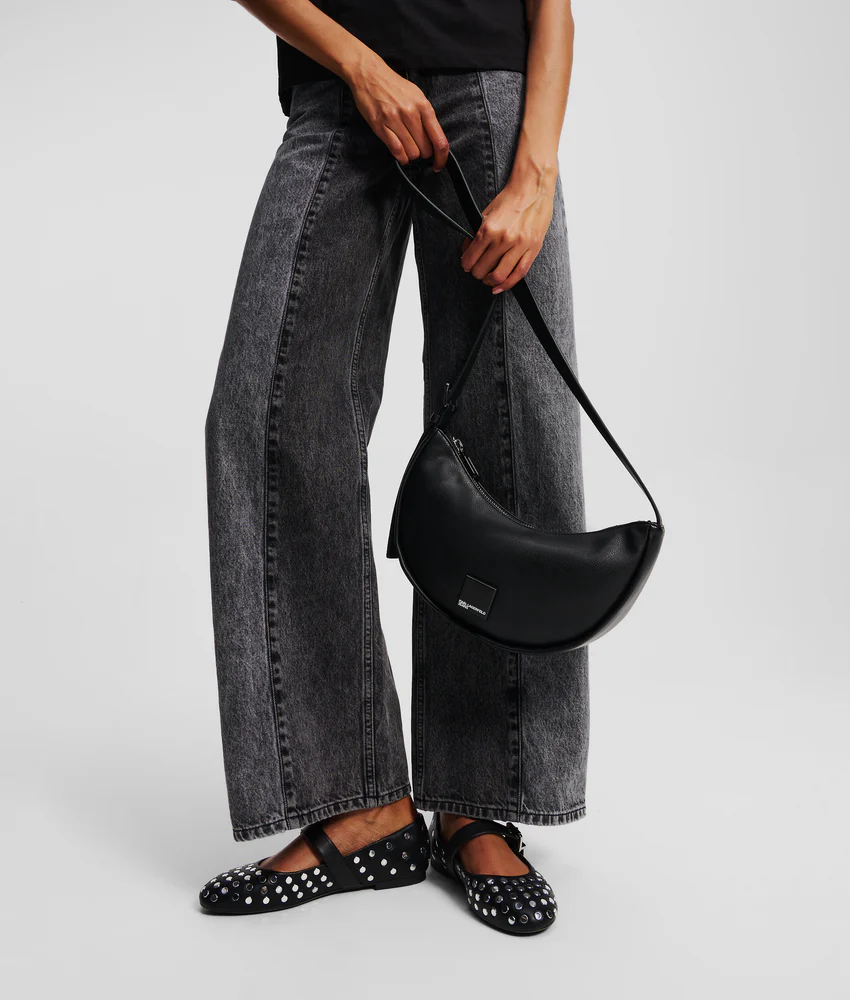 KLJ BOX LOGO SOFT HALF-MOON SHOULDER BAG