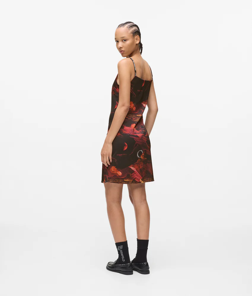 All-over-print satin dress