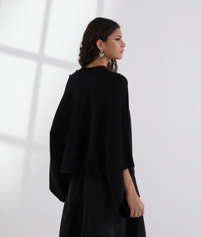 RIB-KNIT PONCHO