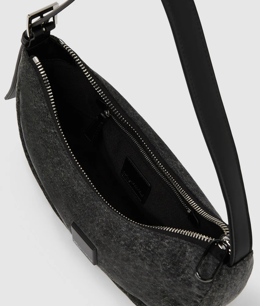 Denim moon shoulder bag