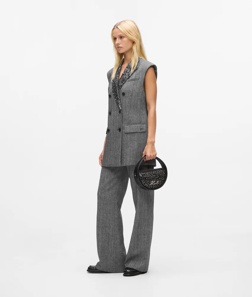 Sequin lapel tweed gilet