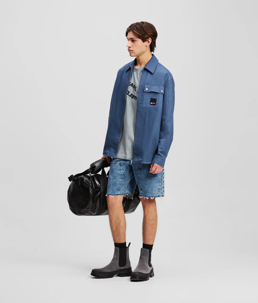 MIXED-MATERIAL OVERSHIRT