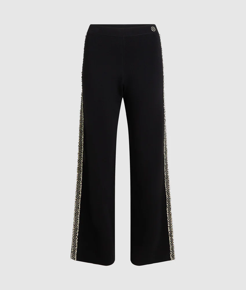 Boucl�� detail knit pants