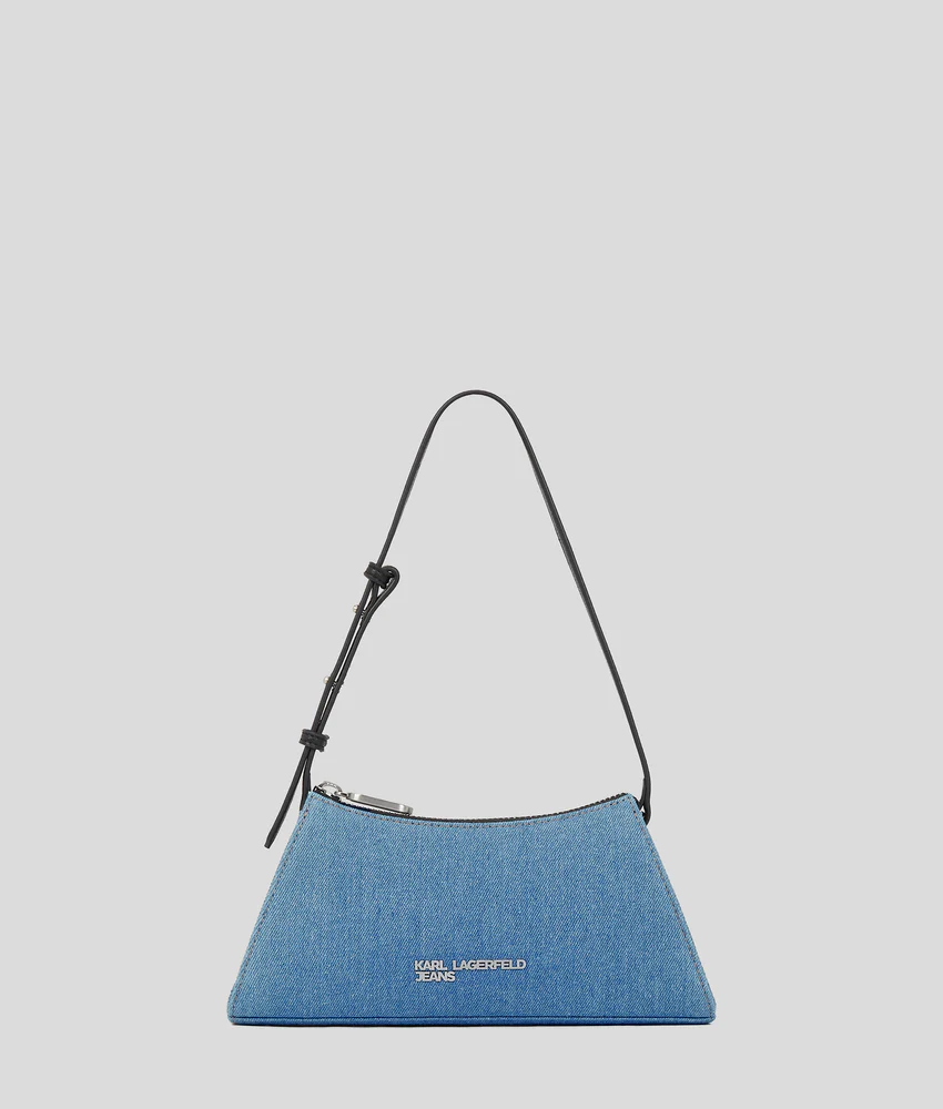 METAL LOGO DENIM SHOULDER BAG