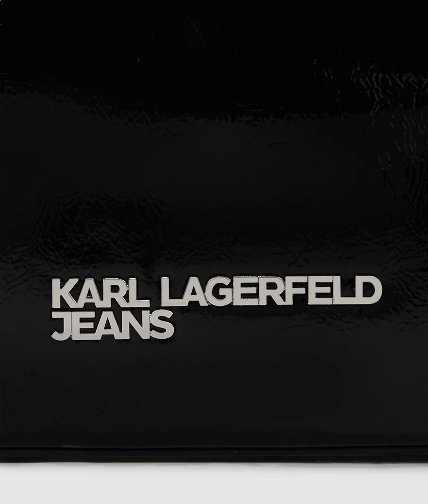 Logo shiny shoulder bag
