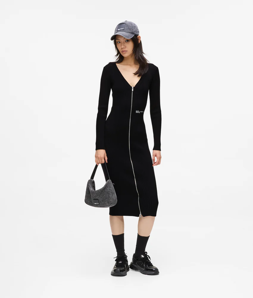 Zip-front knit dress