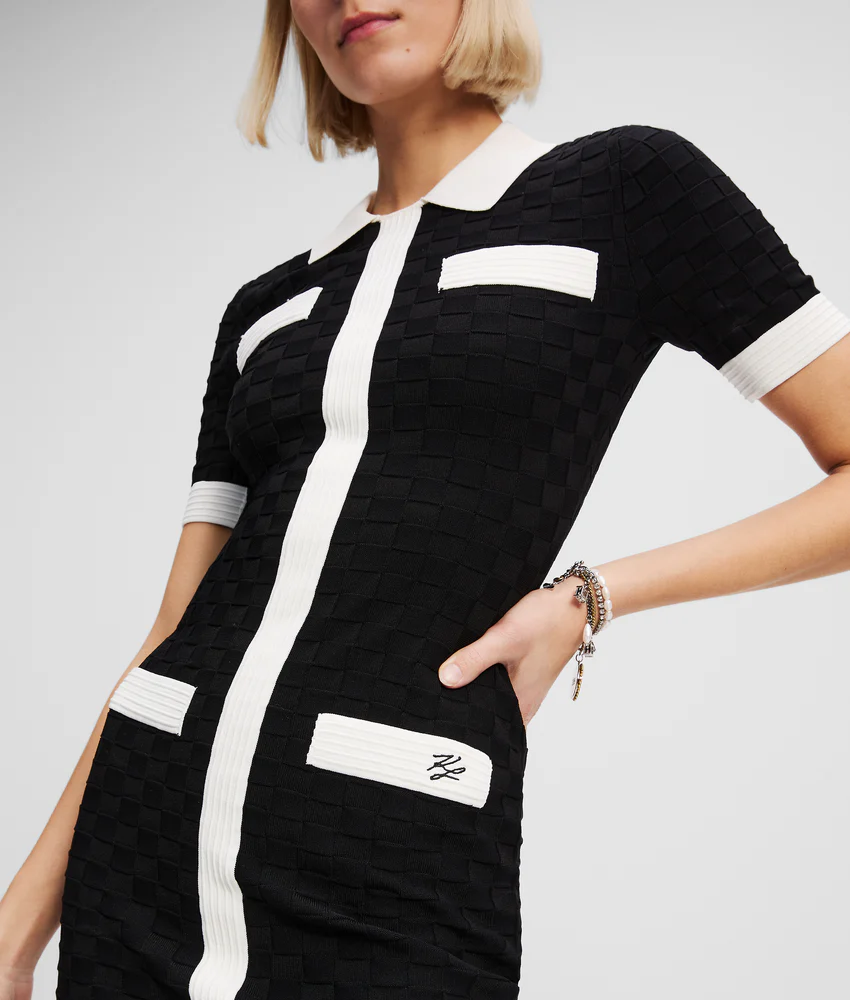 CONTRAST PIPING POLO DRESS