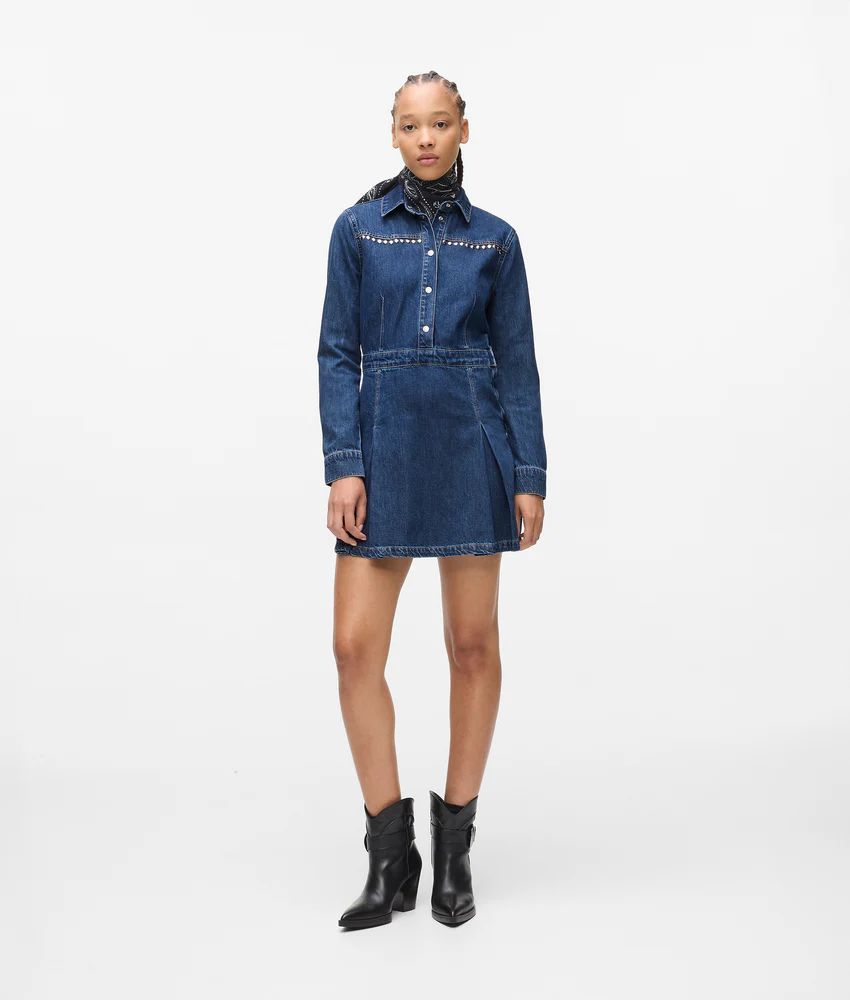 Studded denim dress