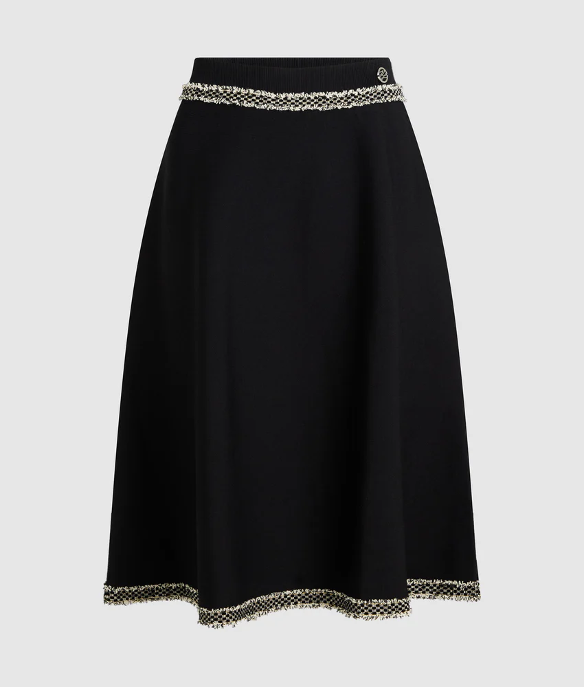 Boucl�� detail knit skirt