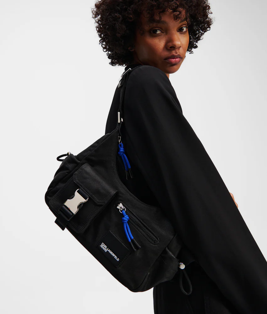 UTILITY COATED DENIM SHOULDER BAG