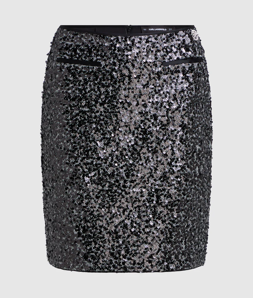 Sequin tweed skirt
