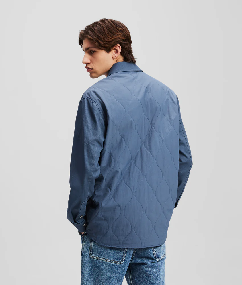 MIXED-MATERIAL OVERSHIRT
