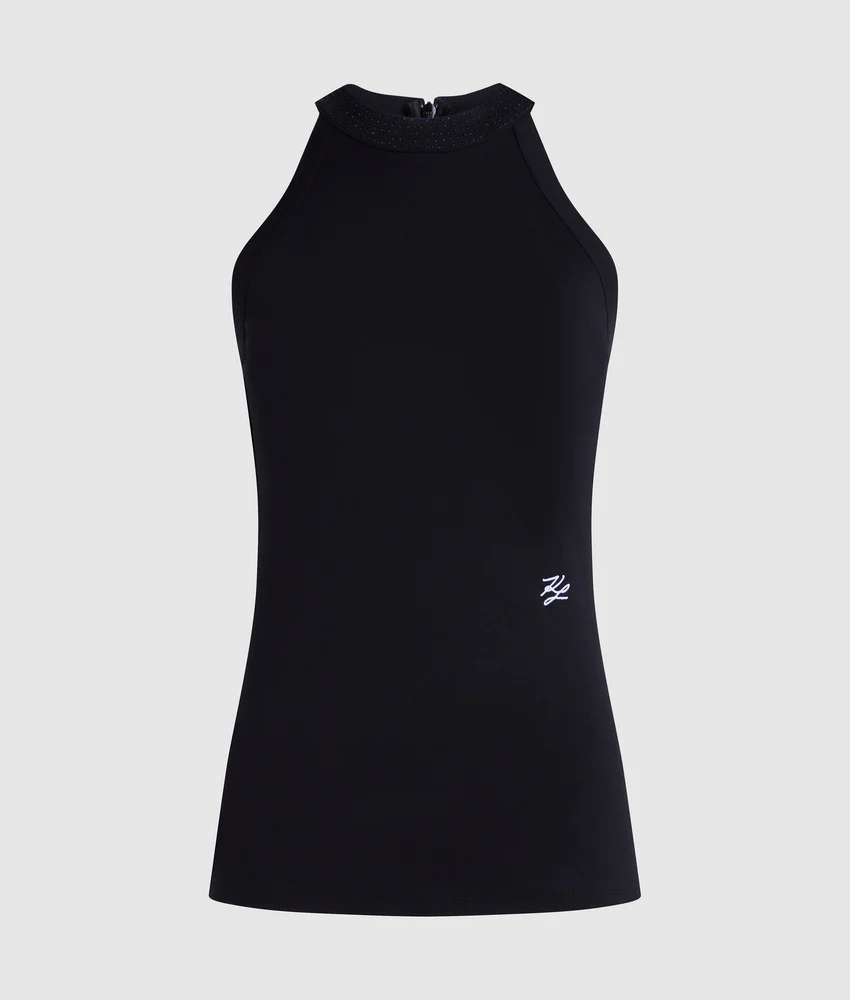 Rhinestone halter-neck top