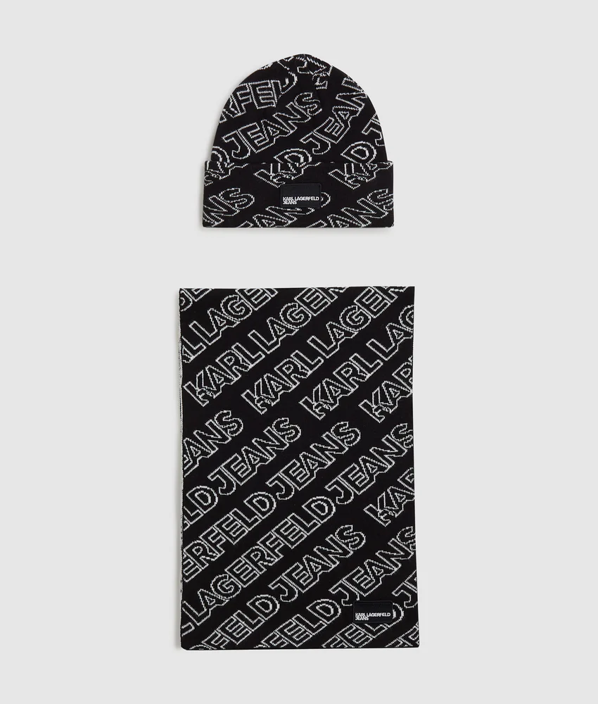 Logo scarf and beanie gift set