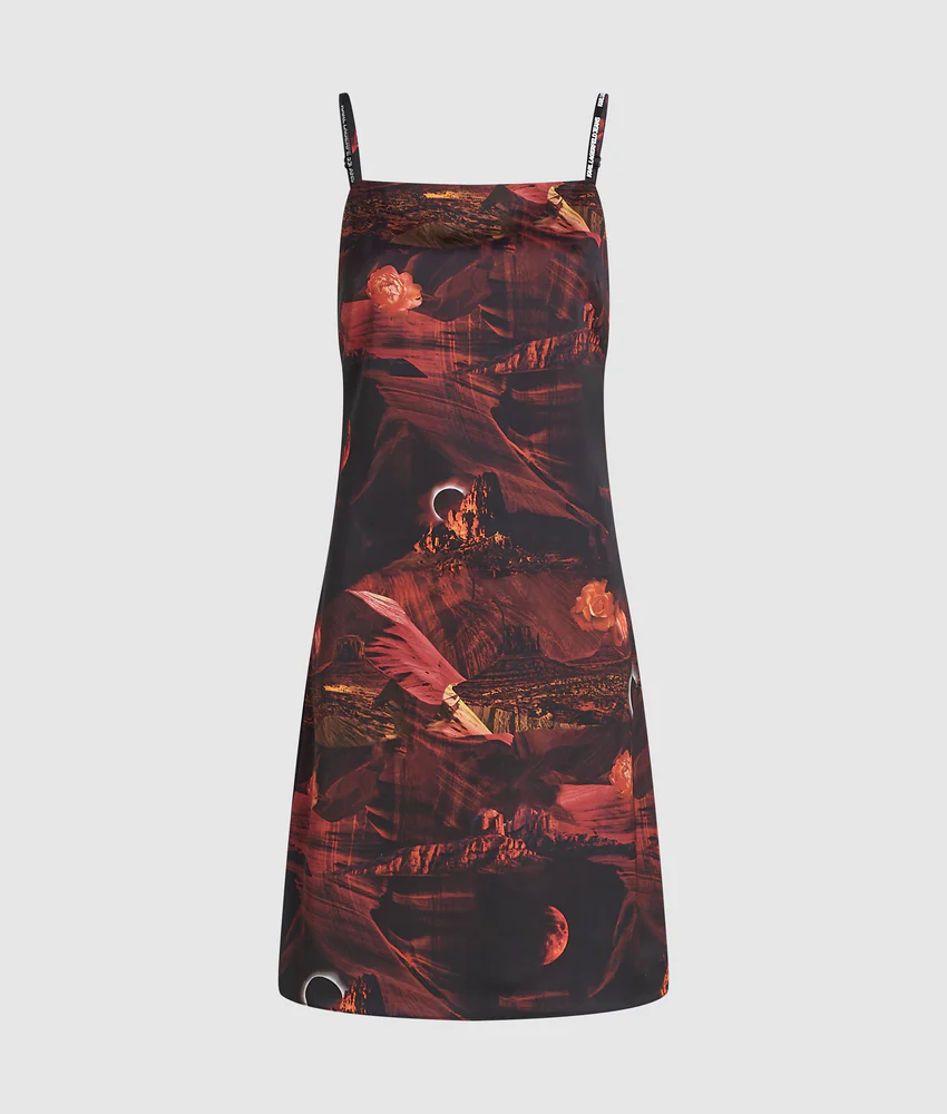 All-over-print satin dress