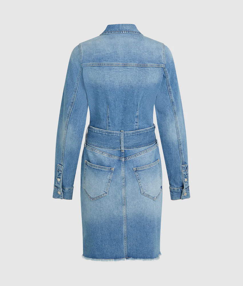 Belted denim dress