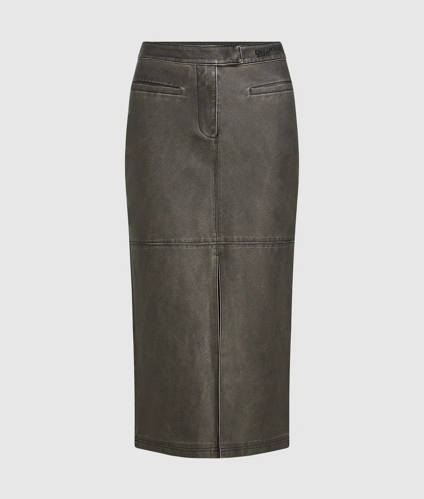 Midi faux-leather skirt