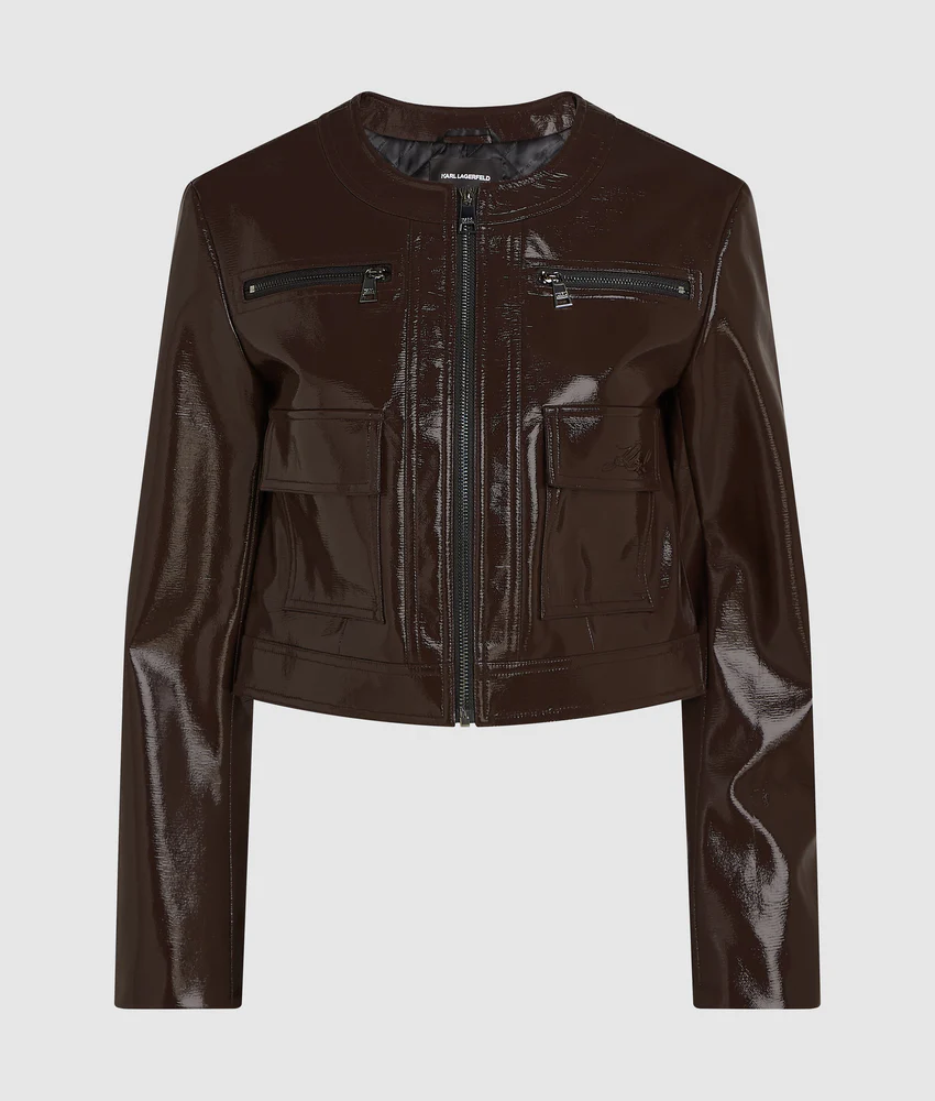 Patent faux-leather jacket
