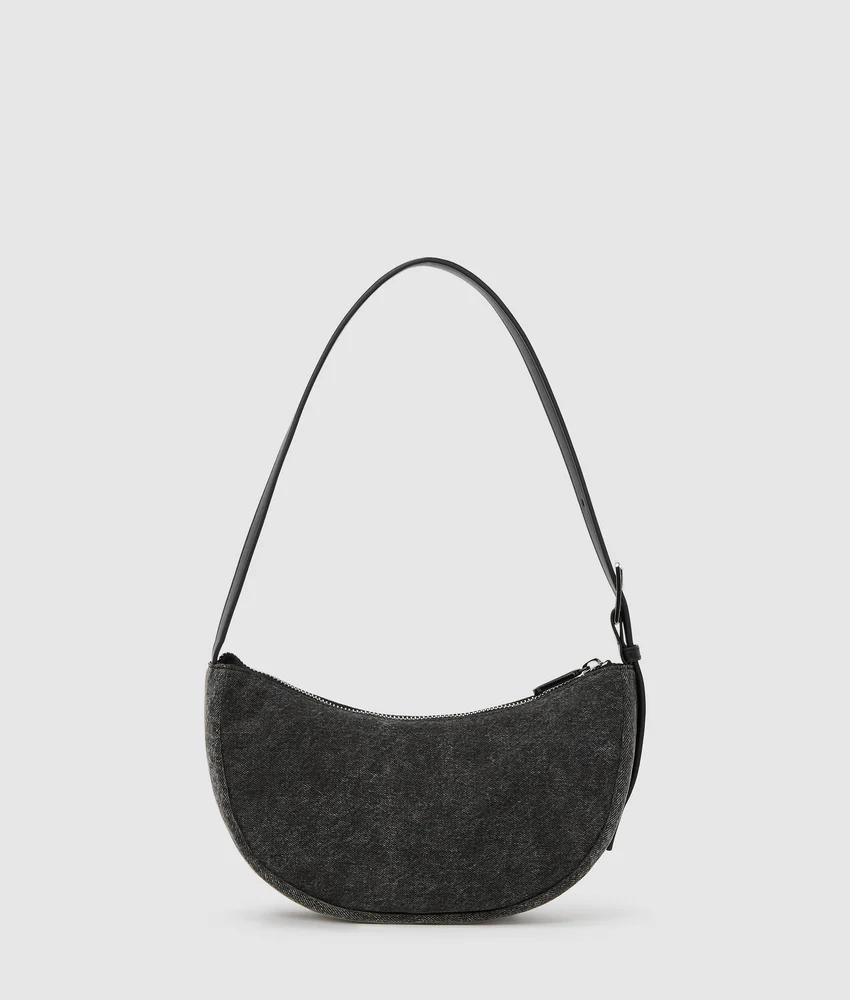 Denim moon shoulder bag