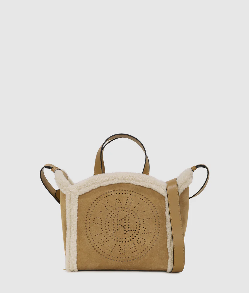 K/Circle small shearling tote bag