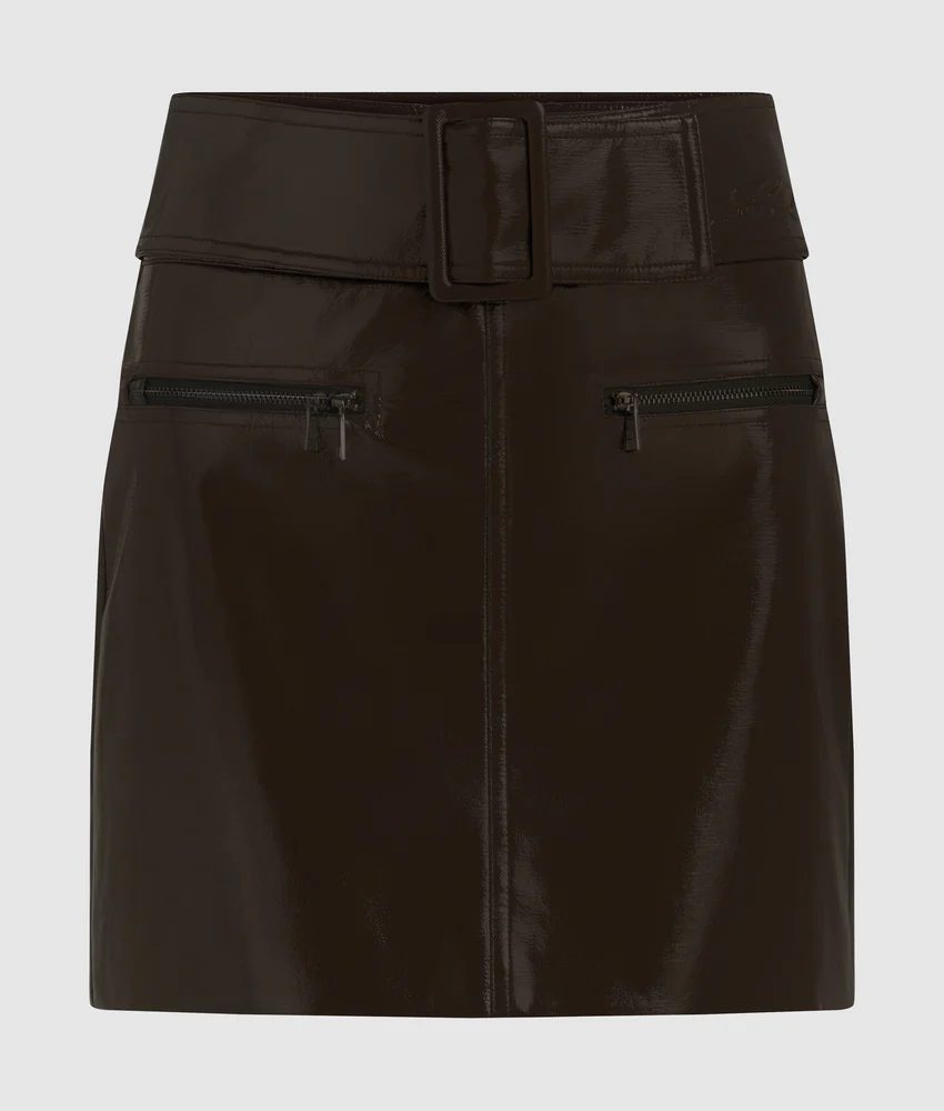 Patent faux-leather skirt