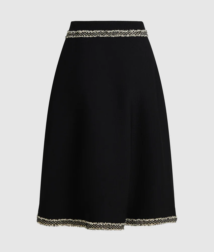 Boucl�� detail knit skirt