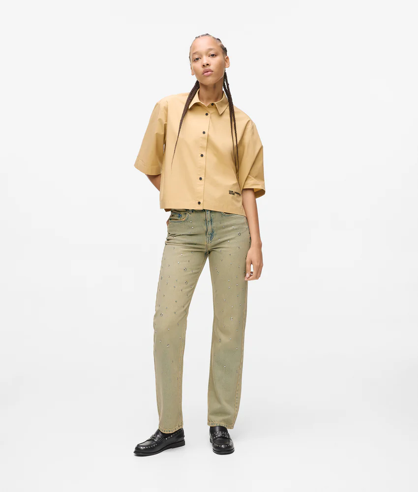 STUDDED HIGH-RISE STRAIGHT JEANS