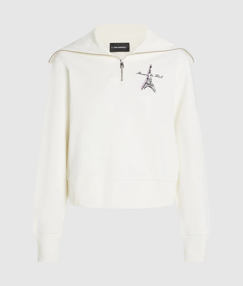 Paris sketch half-zip sweatshirt